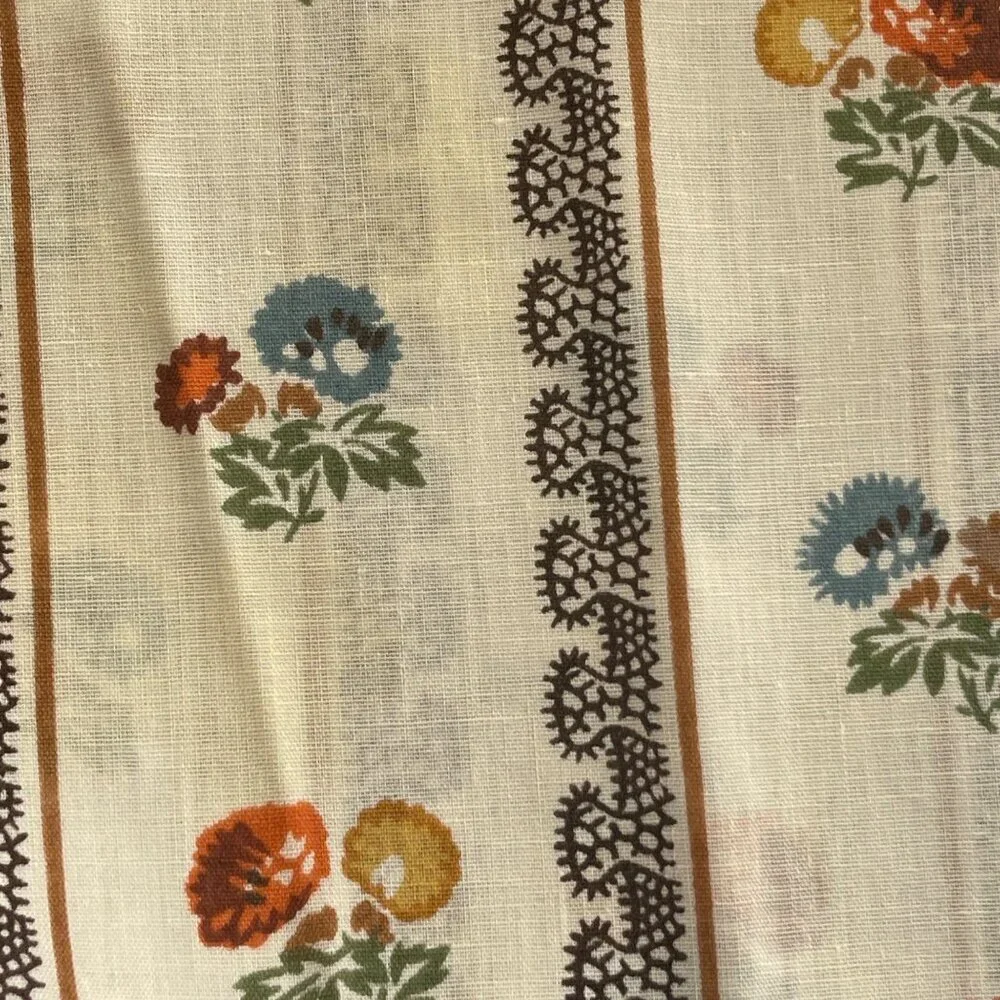 VTG Brown Yellow Blue Floral VTG Napkins Mid Century Colors Upcycle Craft